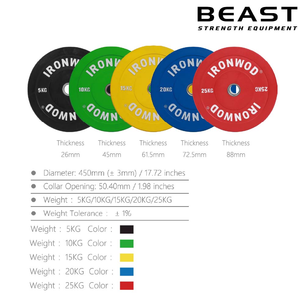 Tạ đĩa Ironwod Pro Colored Bumper Plate 23 Tạ đĩa Ironwod Pro Colored Bumper Plate