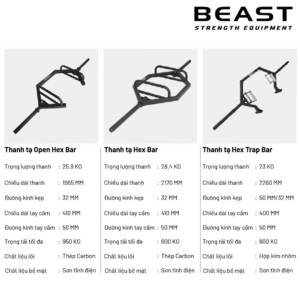 Thanh tạ hex bar, open hex bar, trap bar IRONWOD của Beast Việt Nam