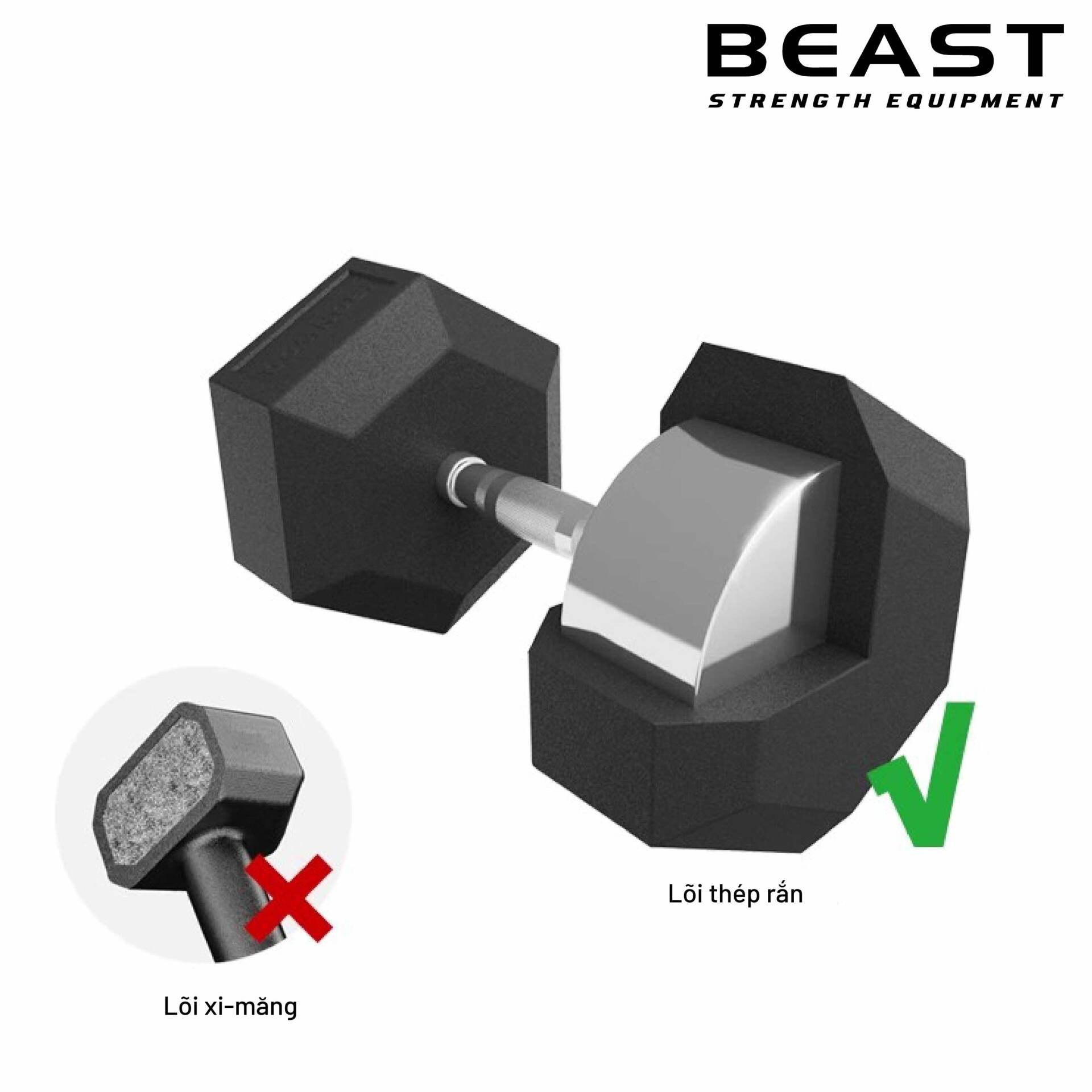 Tạ tay lục giác cao su IRONWOD Hex Dumbbell