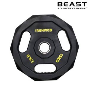 Tạ đĩa bọc cao su PU ba lỗ thương mại IRONWOD 19 đĩa tạ pu 3 lỗ ironwod của Beast Việt Nam