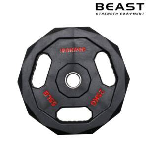 Tạ đĩa bọc cao su PU ba lỗ thương mại IRONWOD 16 đĩa tạ pu 3 lỗ ironwod của Beast Việt Nam