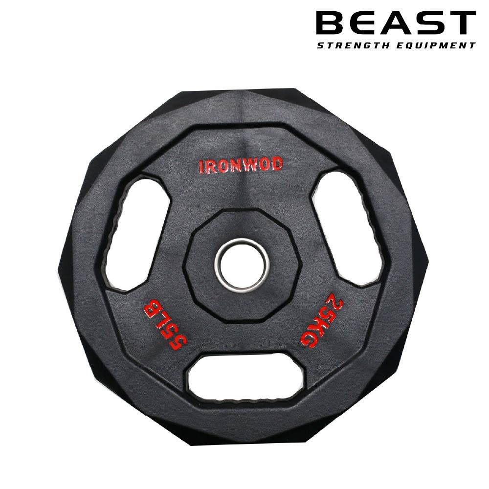 Tạ đĩa bọc cao su PU ba lỗ thương mại IRONWOD 24 đĩa tạ pu 3 lỗ ironwod của Beast Việt Nam