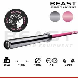 thanh tạ đòn nữ beast pink training barbell medusa