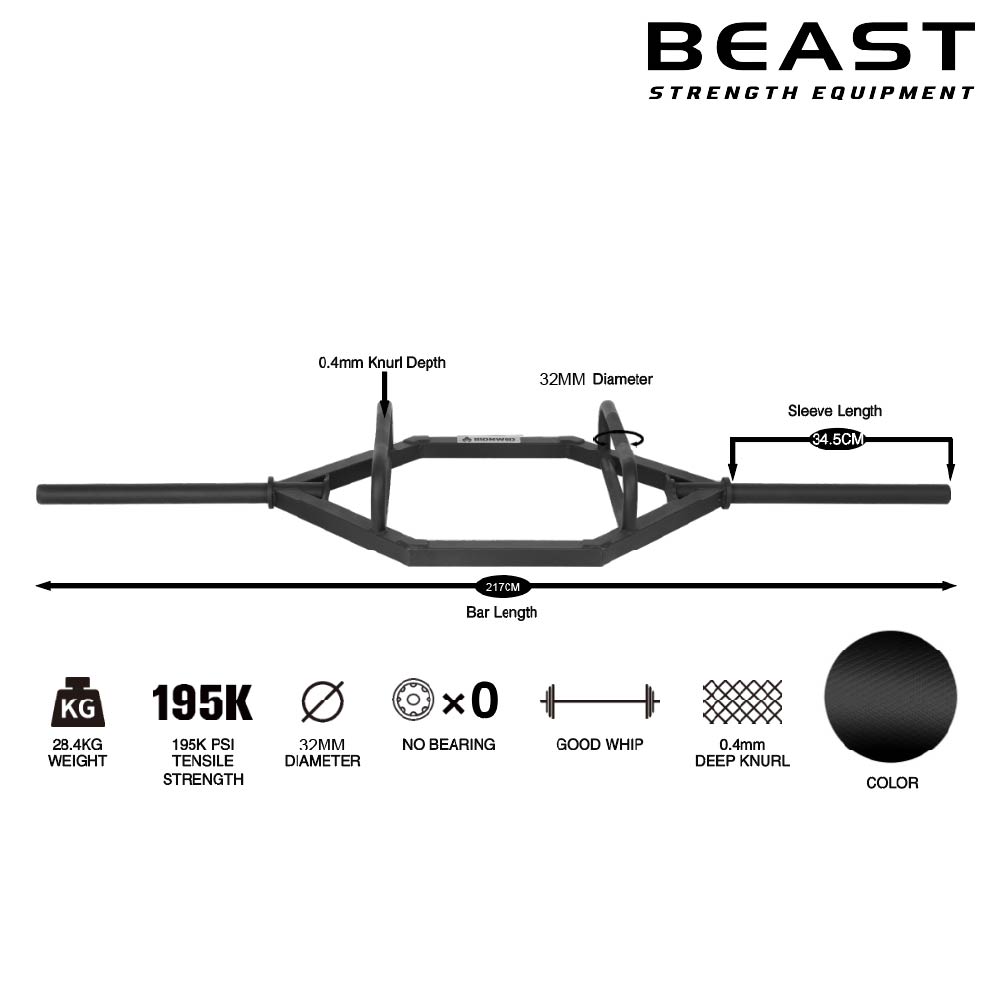 Thanh tạ hex bar, open hex bar, trap bar IRONWOD của Beast Việt Nam