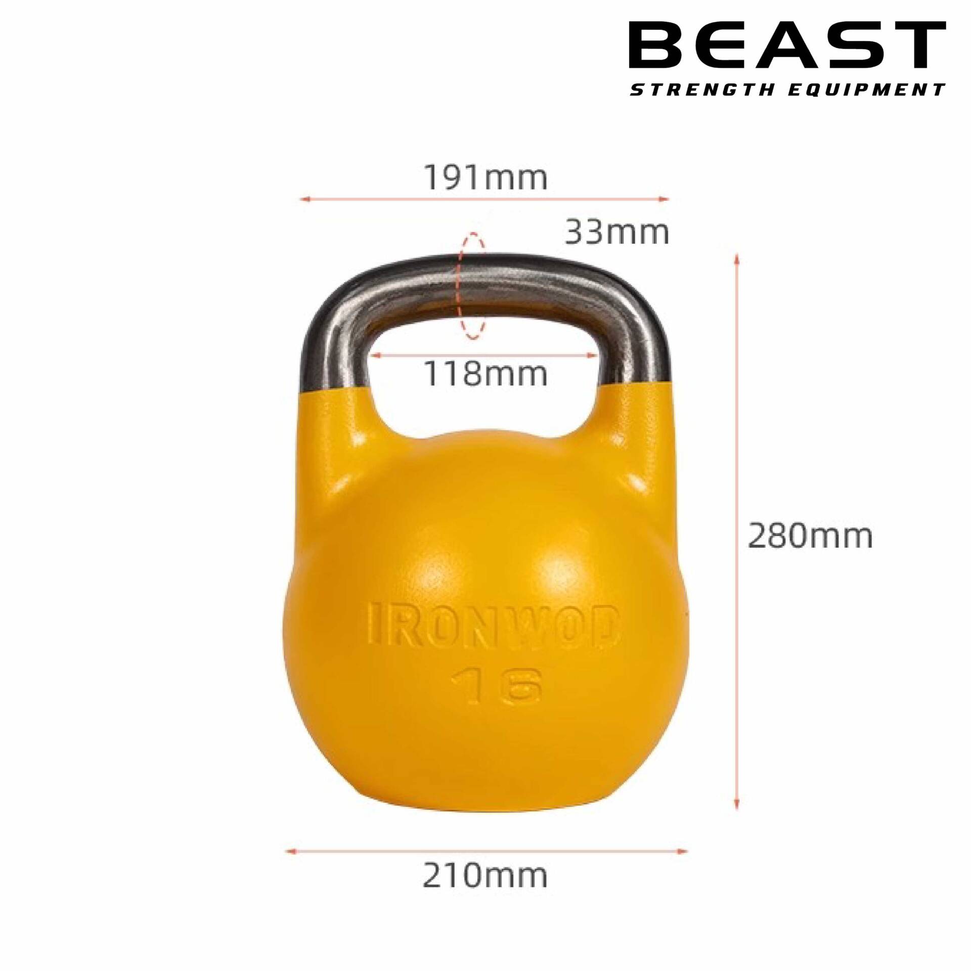 Tạ ấm thi đấu IronWod Colored Competition Kettlebell 25 Tạ ấm thi đấu IronWod của Beast Việt Nam