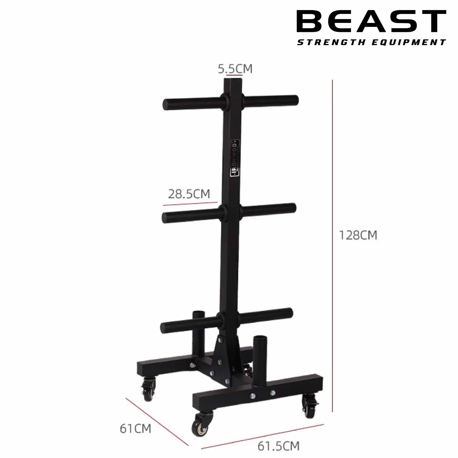 Cây treo tạ có bánh xe chịu lực Ironwod 4 Giá để bánh tạ dọc IronWod của Beast Việt Nam