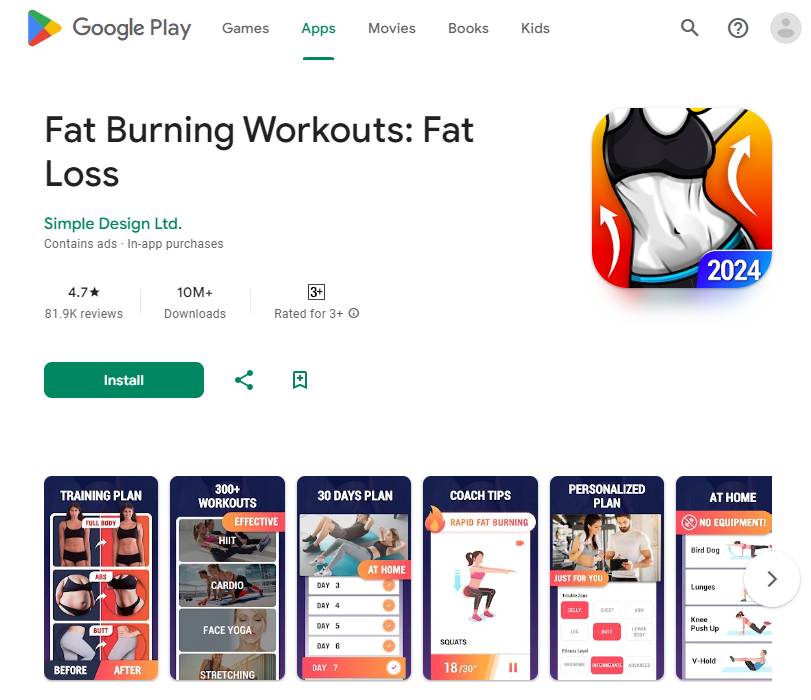 Top 25 app tập gym miễn phí tại nhà cực kỳ dễ tập theo 31 App tập bụng Fat Burning Workouts