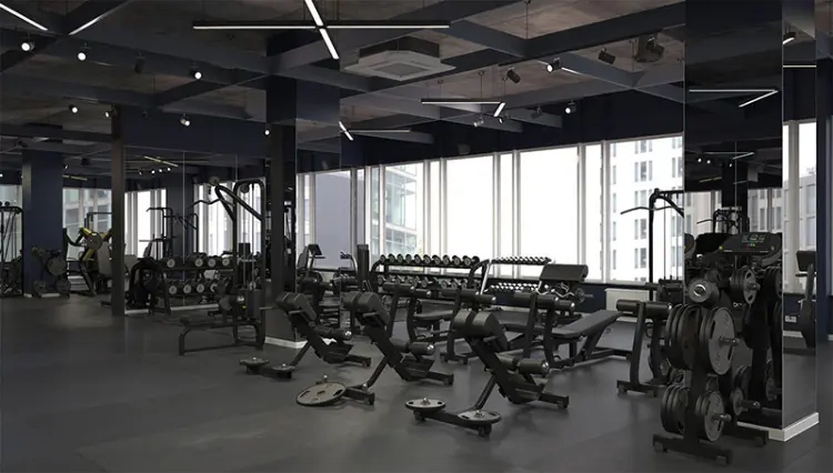 mặt bằng phòng gym