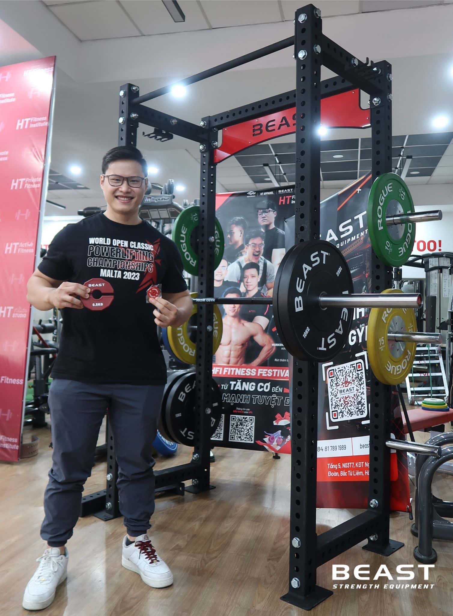 Cặp Tạ Add-on Change Plate 0.5kg Beast Strength 15 VĐV powerlifting Phạm Anh Tú và tạ Add on Beast