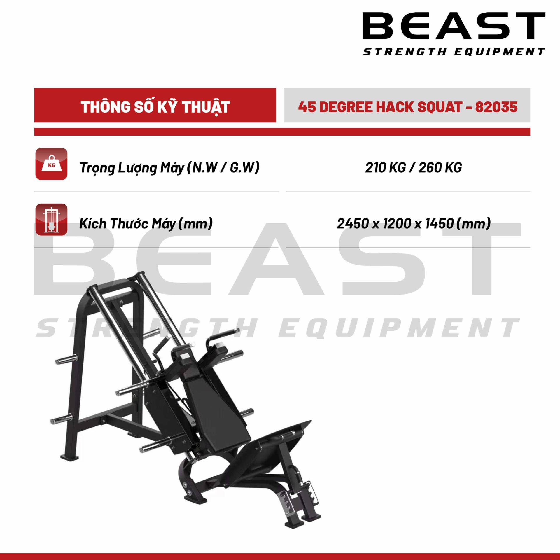 Máy tập chân Beast 45 Degree Hack Squat 5 Máy tập chân Beast 45 Degree Hack Squat