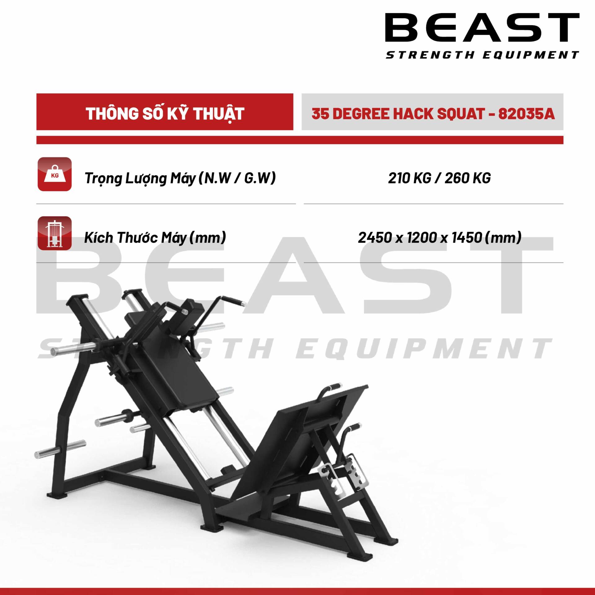 Máy tập chân Beast 35 Degree Hack Squat 5 Máy tập chân Beast 35 Degree Hack Squat