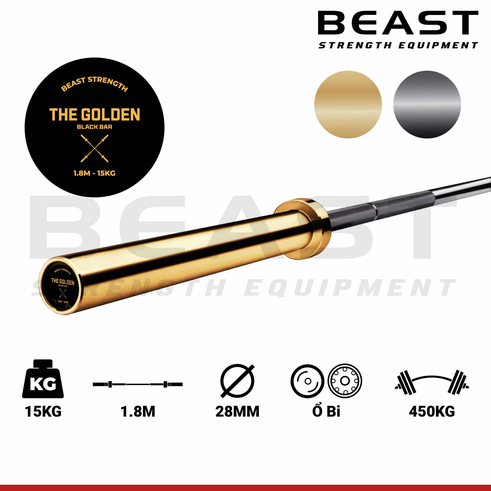 Thanh đòn 1m8 Beast GOLDEN BLACK BAR 4 Thanh đòn 1m8 Beast GOLDEN BLACK BAR