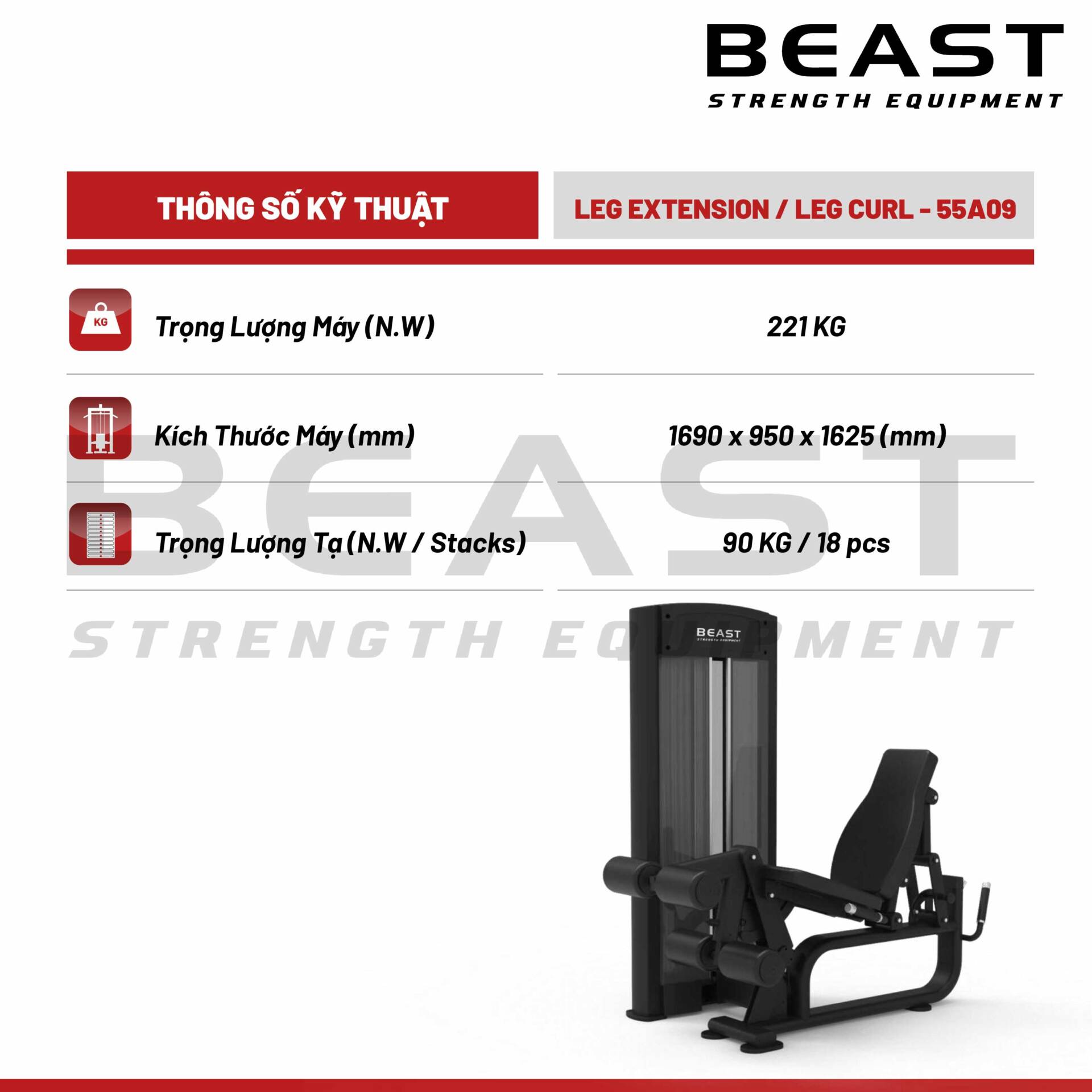 Máy tập đùi Beast Leg Extension And Curl 5 Máy tập đùi Beast Leg Extension And Curl