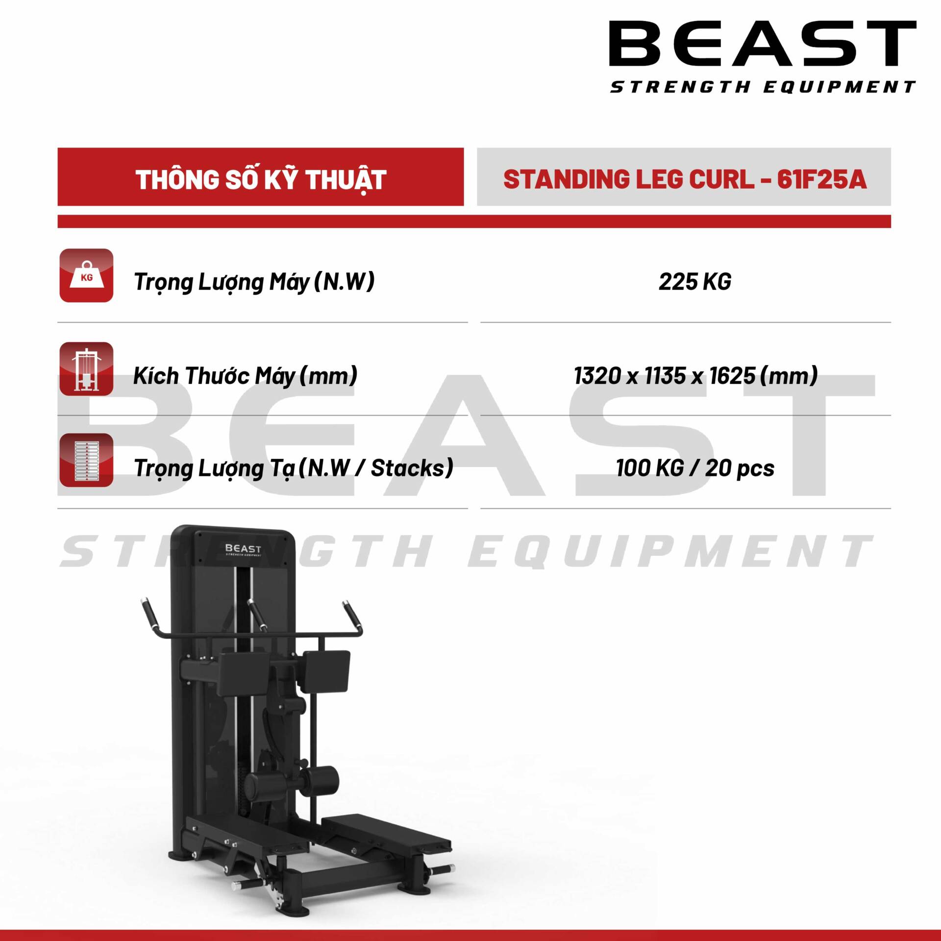 Máy đứng cuộn chân Beast Standing Leg Curl 5 Máy đứng cuộn chân Beast Standing Leg Curl