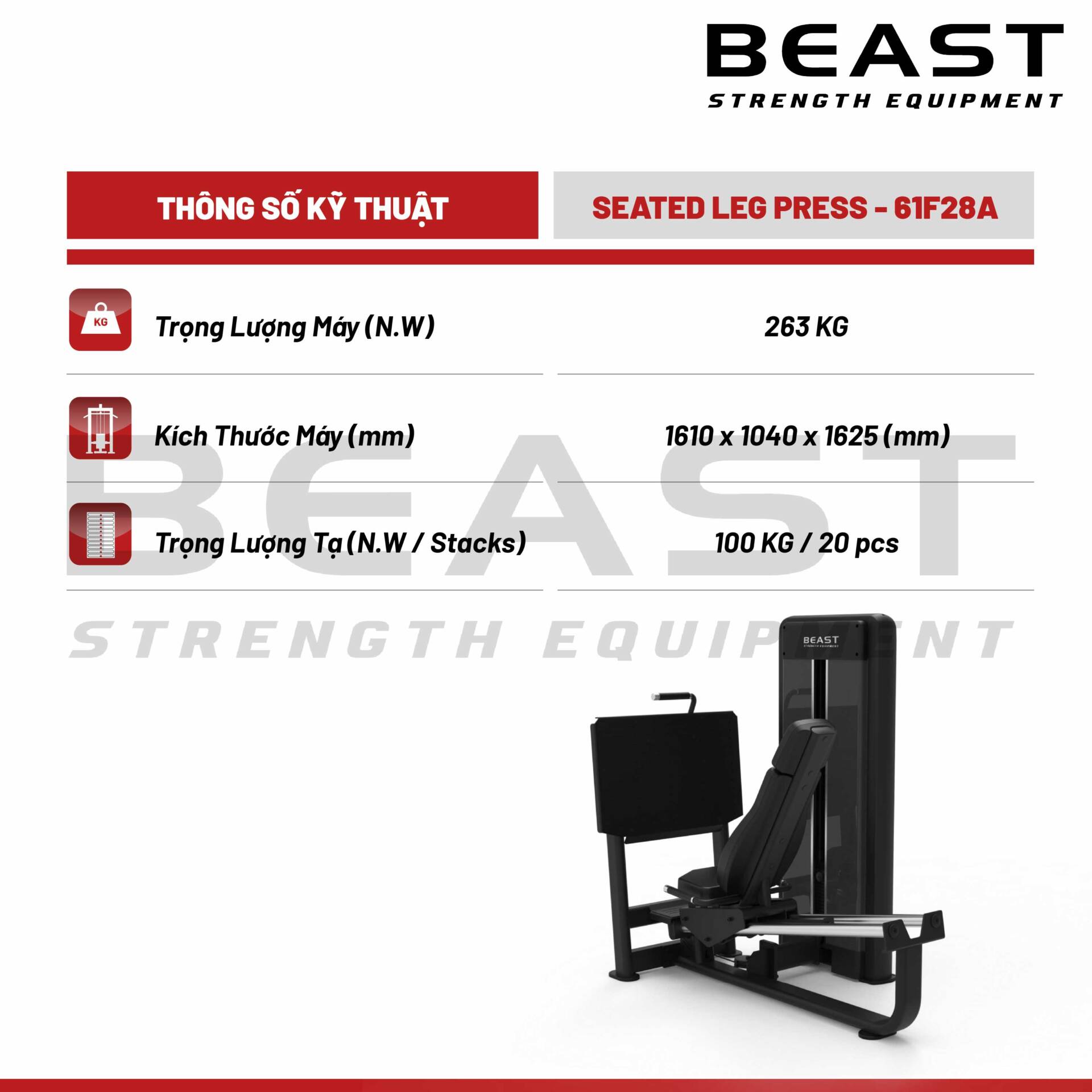 Máy tập chân Beast Seated Leg Press 5 Máy tập chân Beast Seated Leg Press