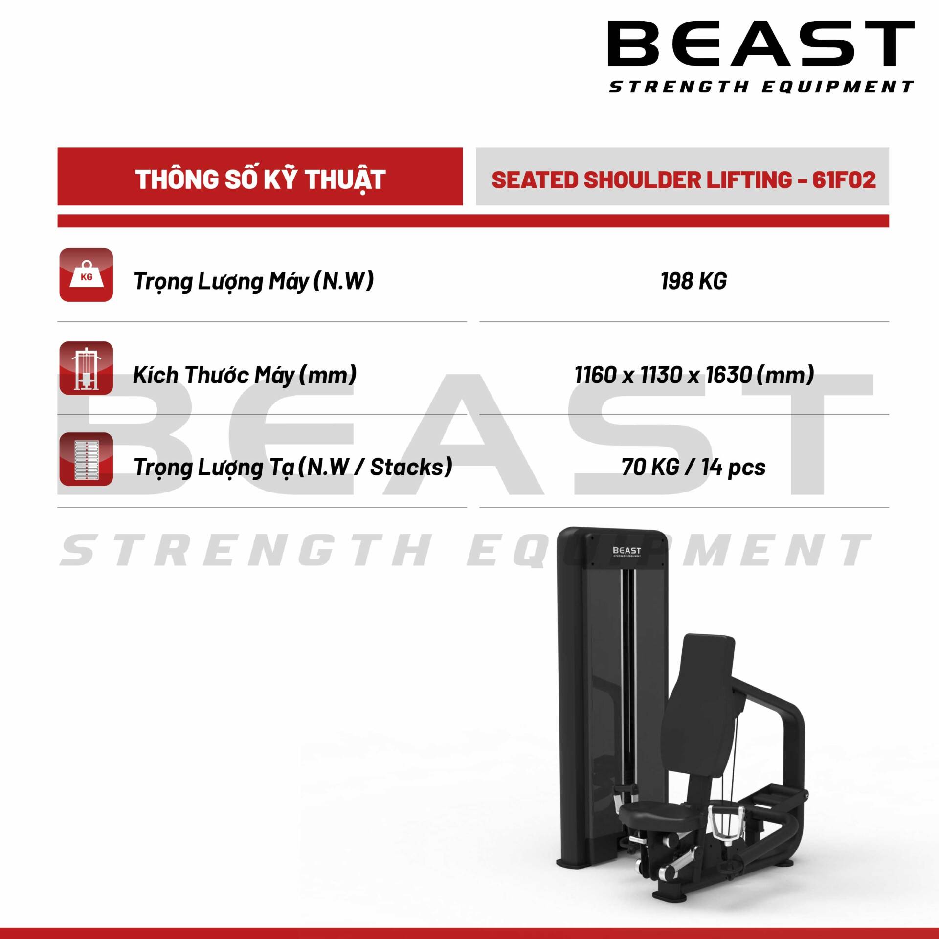 Máy tập vai Beast Seated Shoulder Lifting 5 Máy tập vai Beast Seated Shoulder Lifting