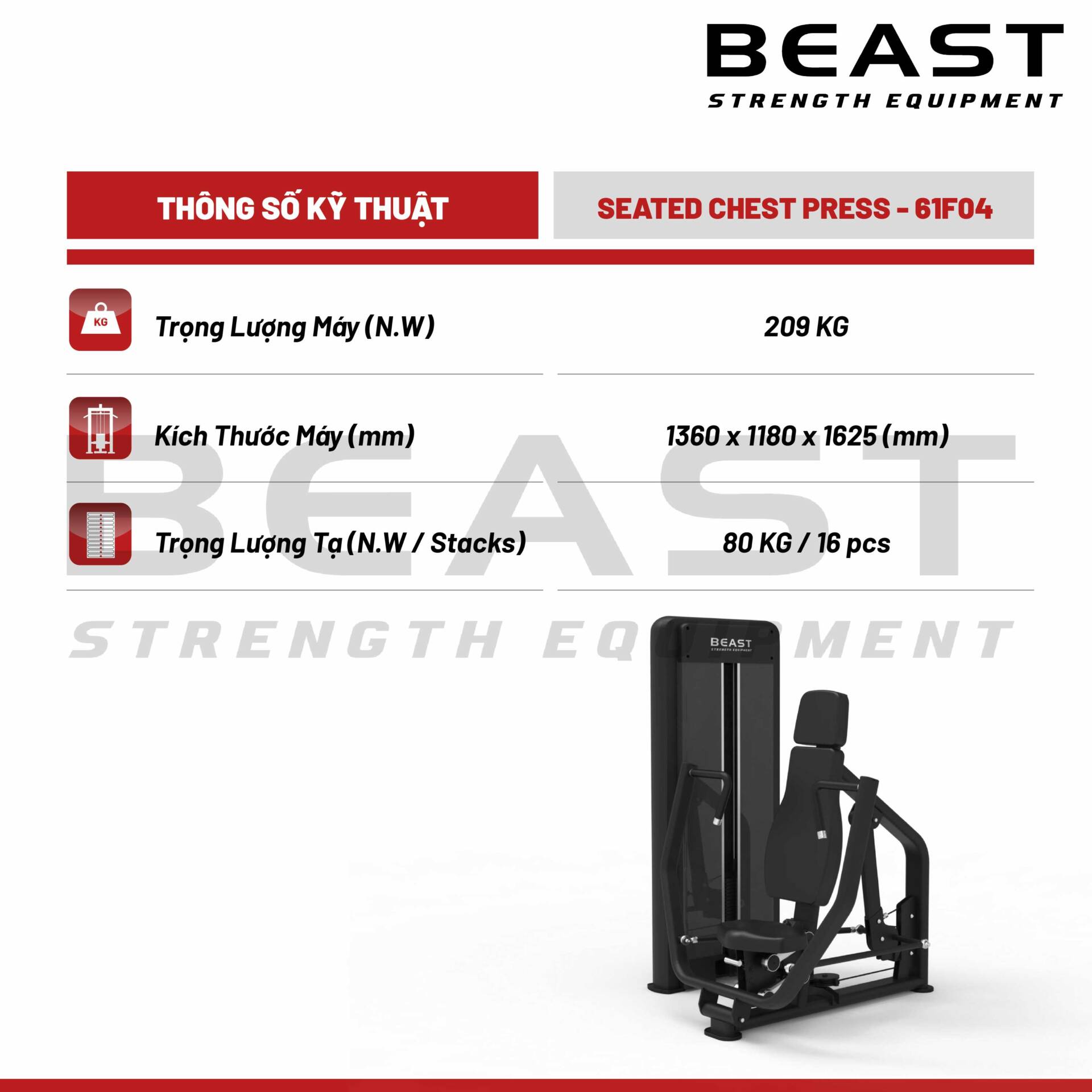 Máy đẩy ngực Beast Seated Chest Press 5 Máy đẩy ngực Beast Seated Chest Press