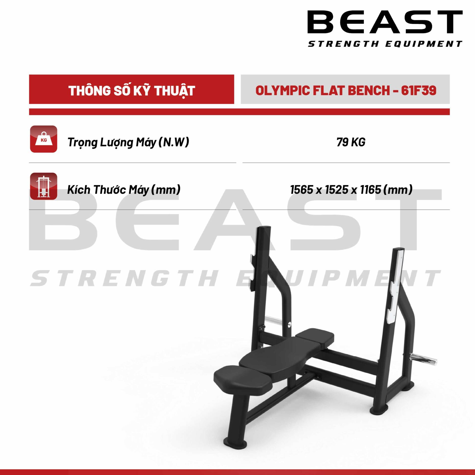 Ghế đẩy ngực Beast Olympic Flat Bench 5 Ghế đẩy ngực Beast Olympic Flat Bench