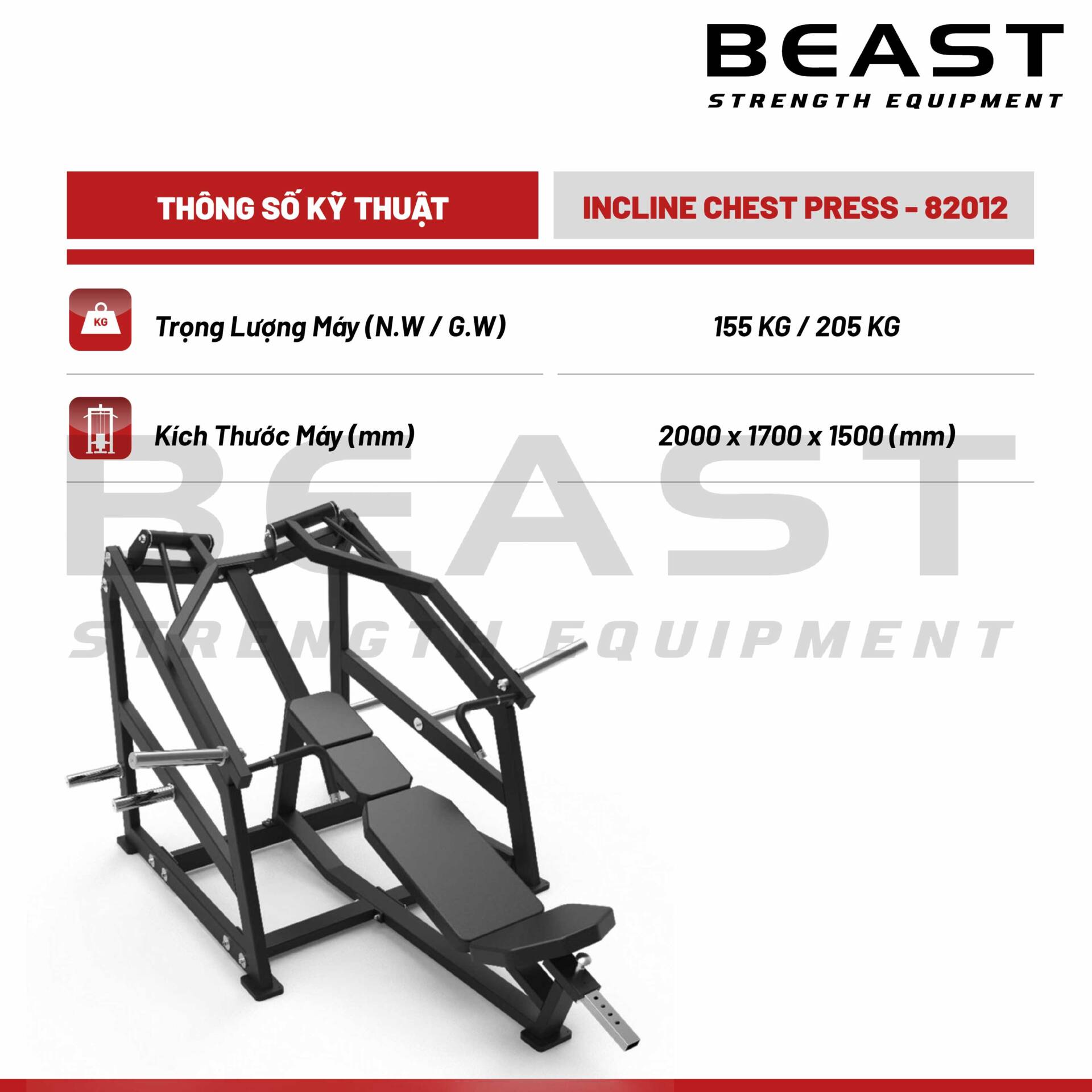Máy đẩy ngực dốc Beast Incline Chest Press 5 Máy đẩy ngực dốc Beast Incline Chest Press