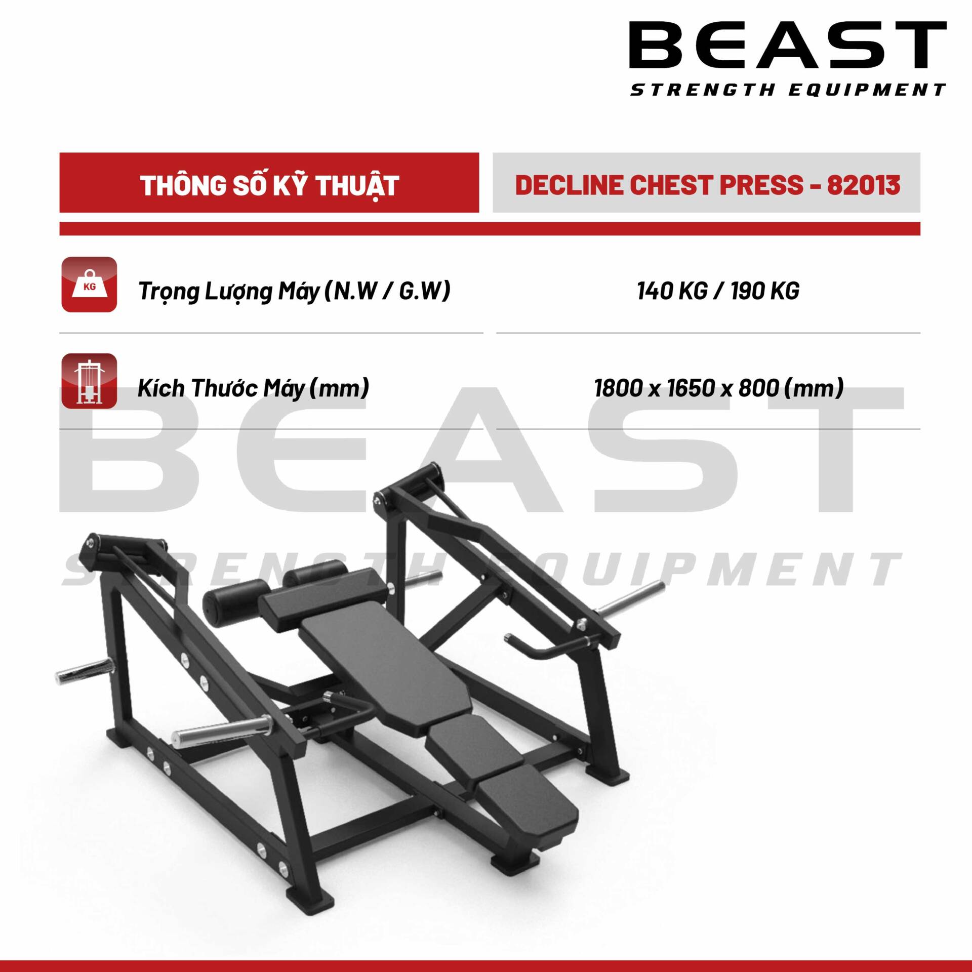 Máy đẩy ngực dốc Beast Decline Chest Press 5 Máy đẩy ngực dốc Beast Decline Chest Press