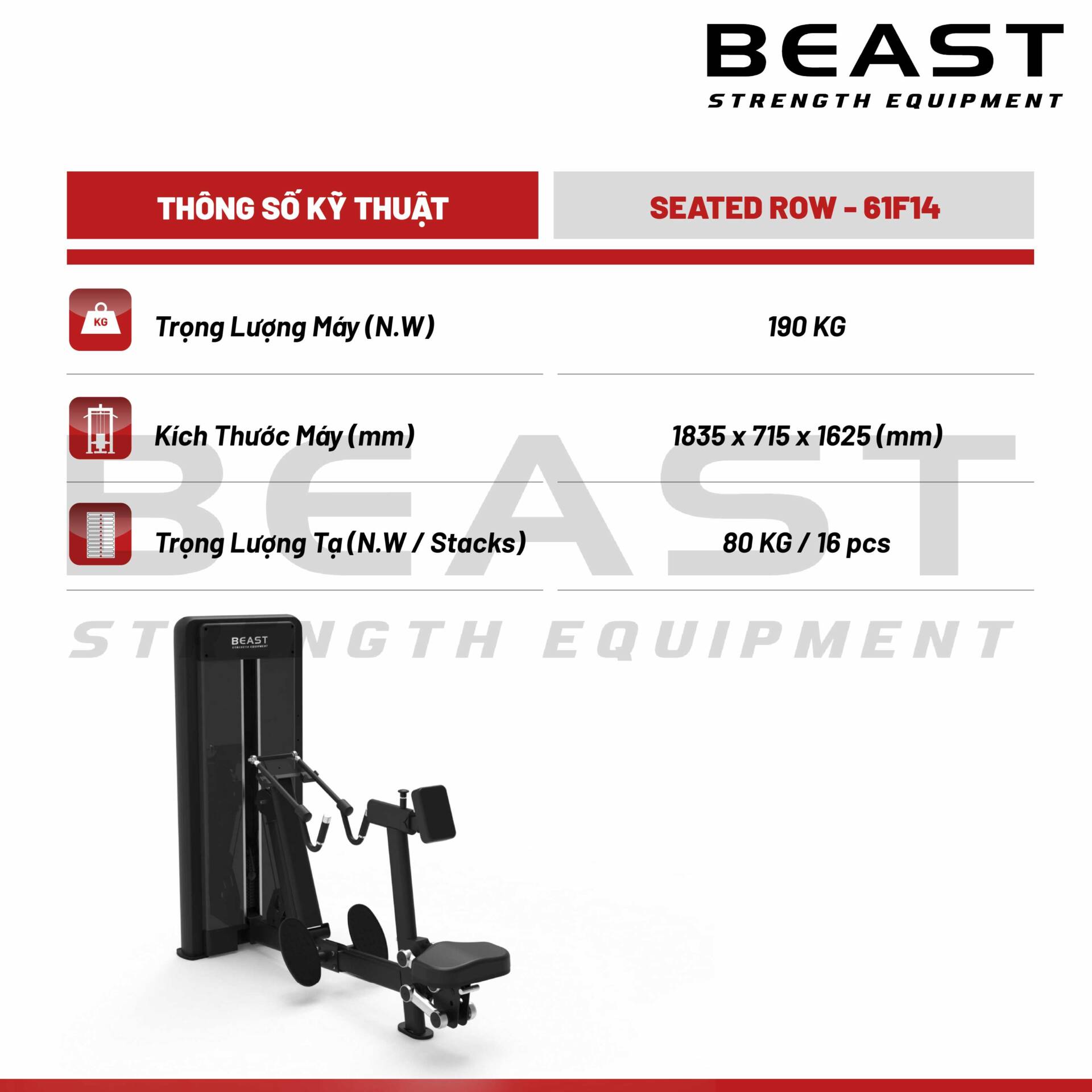 Máy ngồi kéo lưng Beast Seated Row 3 Máy ngồi kéo lưng Beast Seated Row
