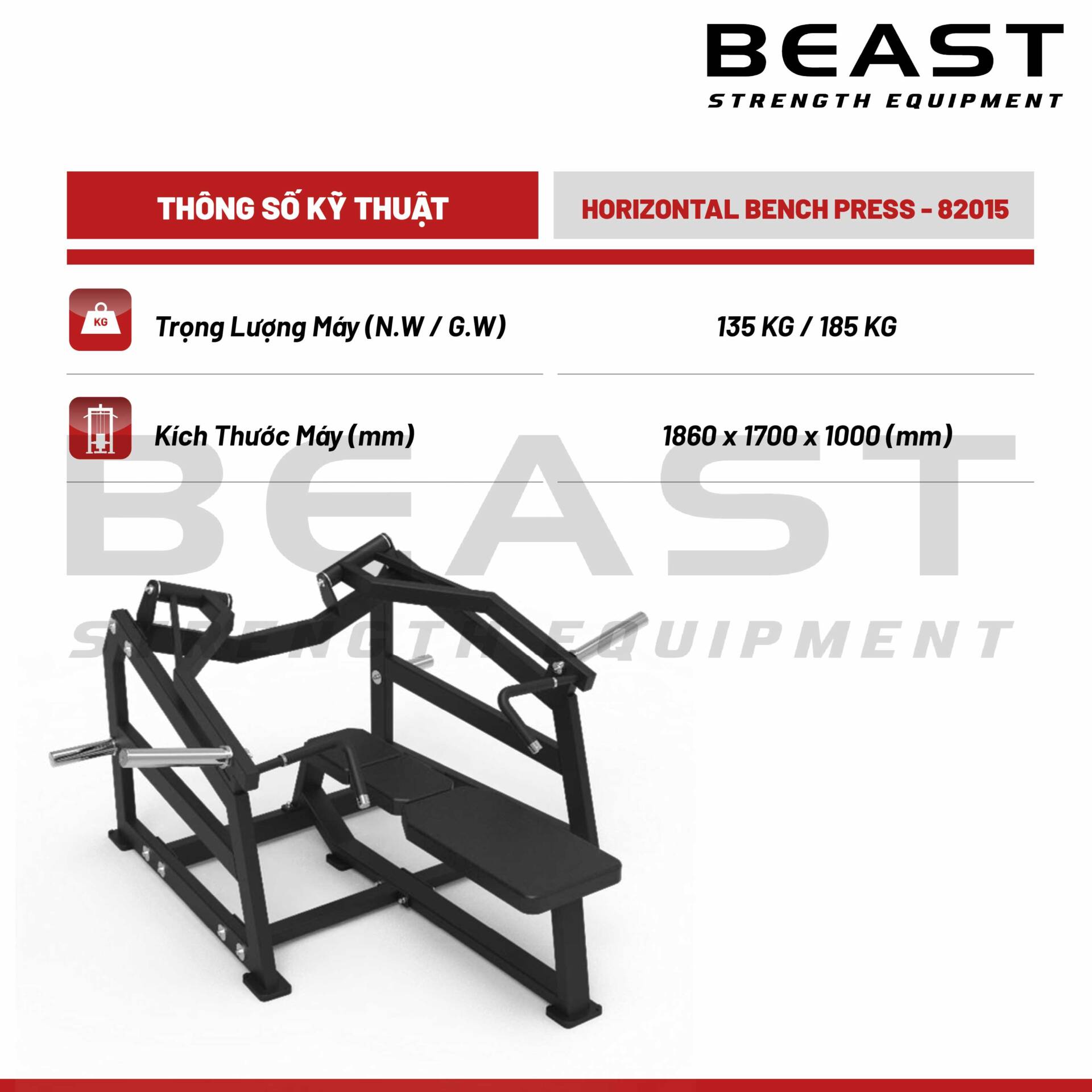 Máy đẩy ngực Beast Horizontal Bench Press 5 Máy đẩy ngực Beast Horizontal Bench Press