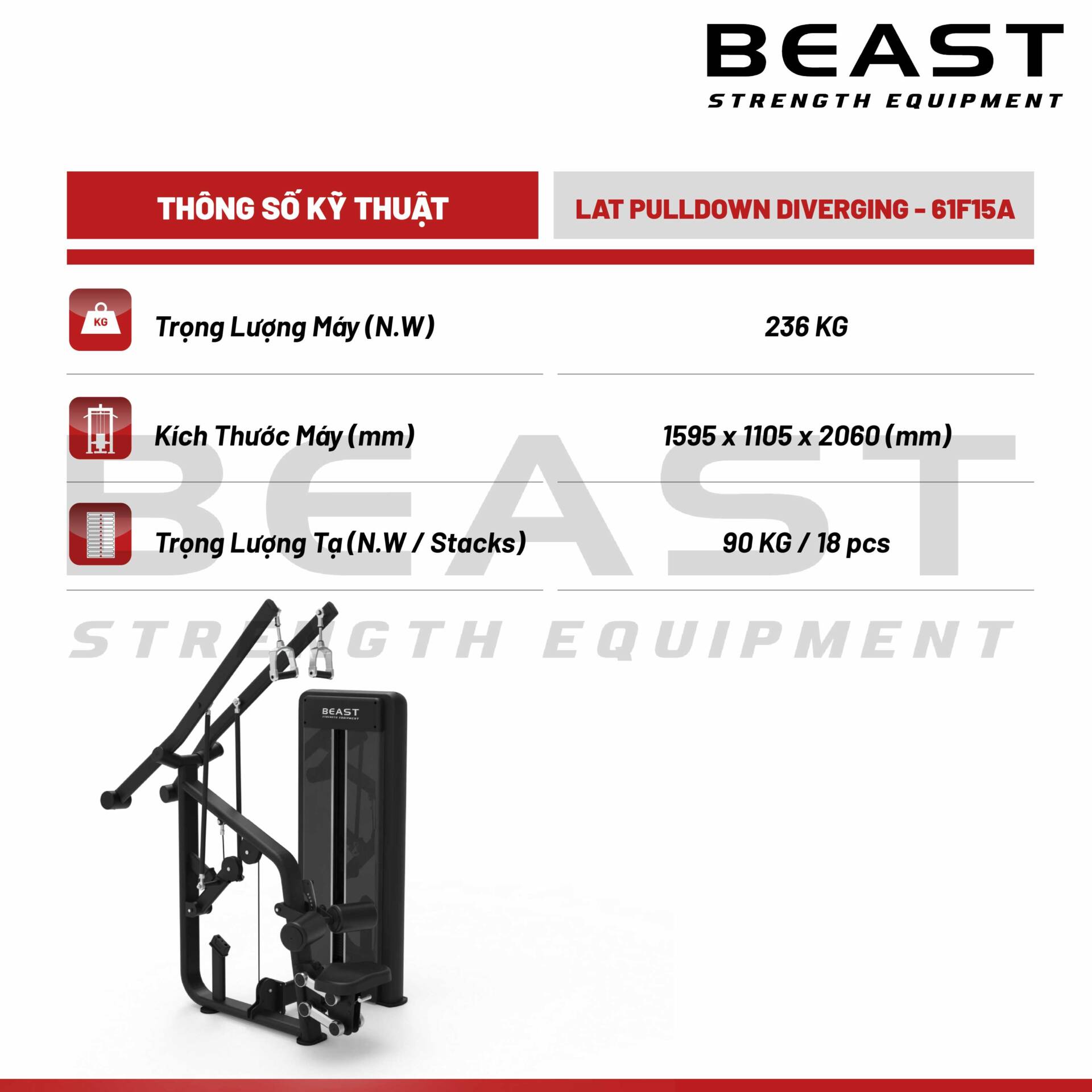 Máy léo lưng Beast Lat Pulldown Diverging 5 Máy léo lưng Beast Lat Pulldown Diverging