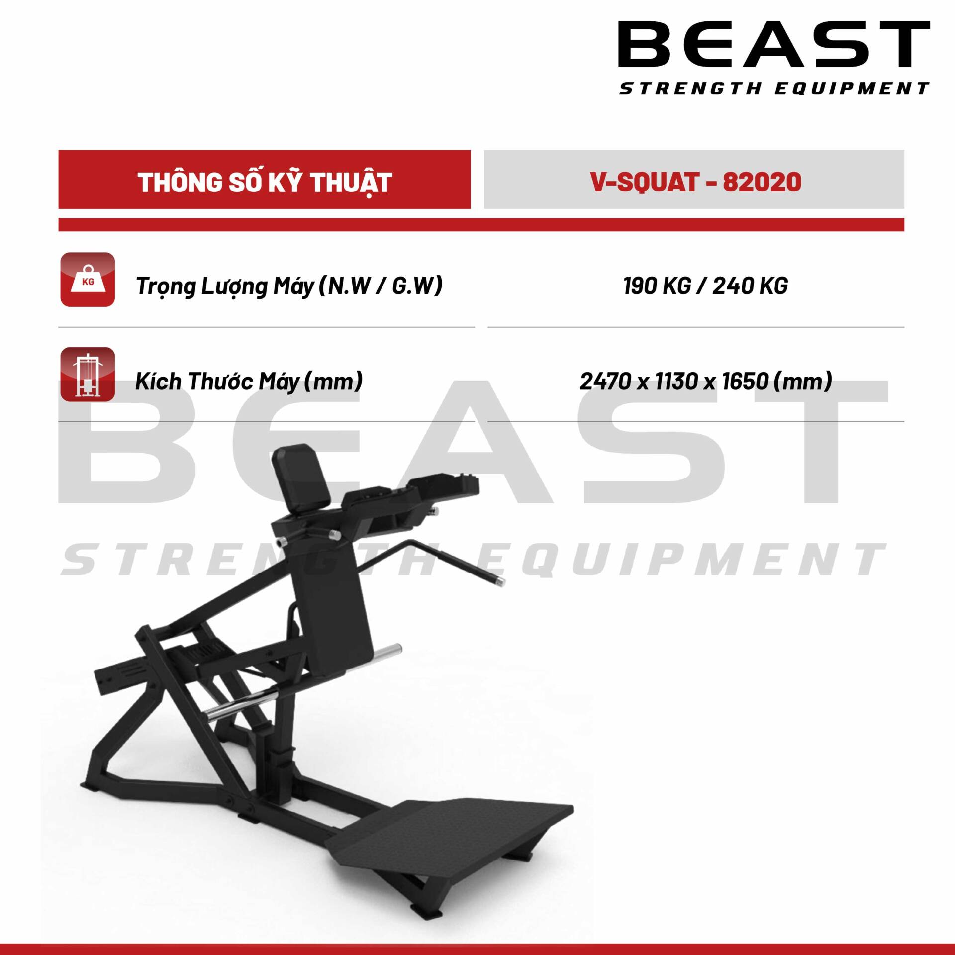 Máy tập chân Beast V Squat 3 Máy tập chân Beast V Squat