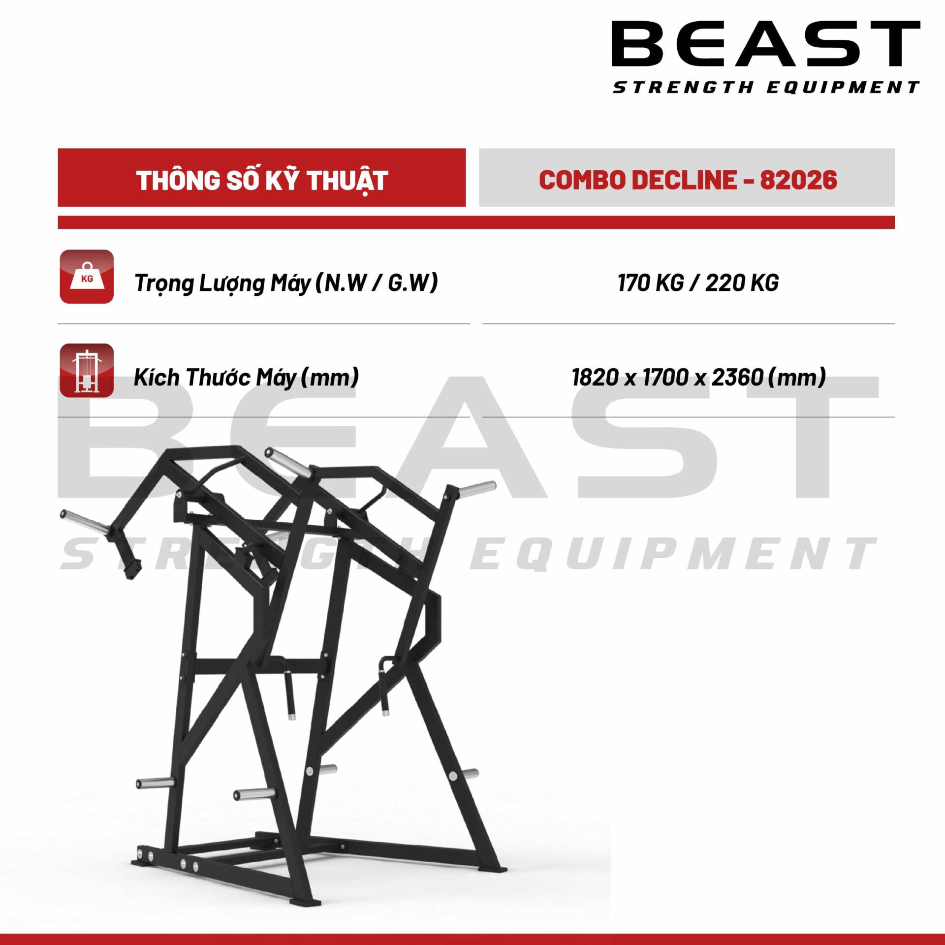 Máy tập đa năng Beast Combo Decline 5 Máy tập đa năng Beast Combo Decline