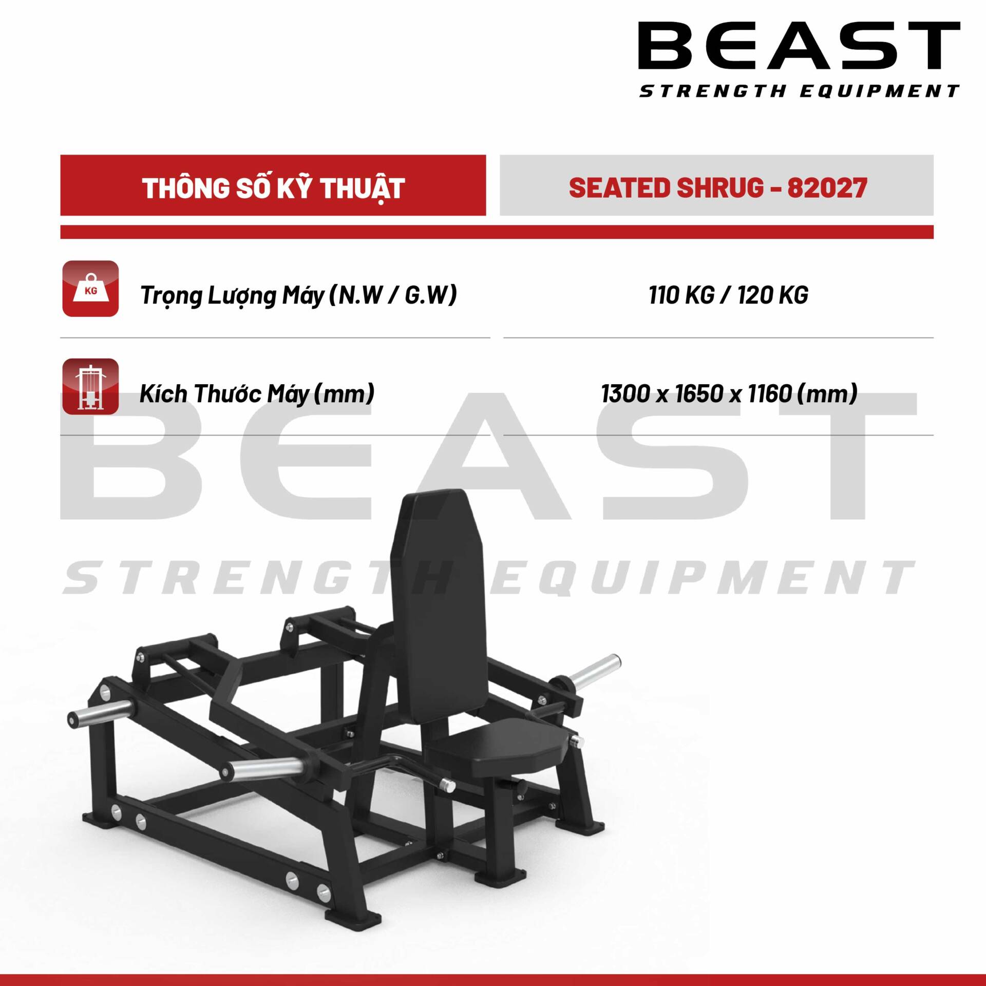 Máy tập cầu vai Beast Seated Shrug 5 Máy tập cầu vai Beast Seated Shrug