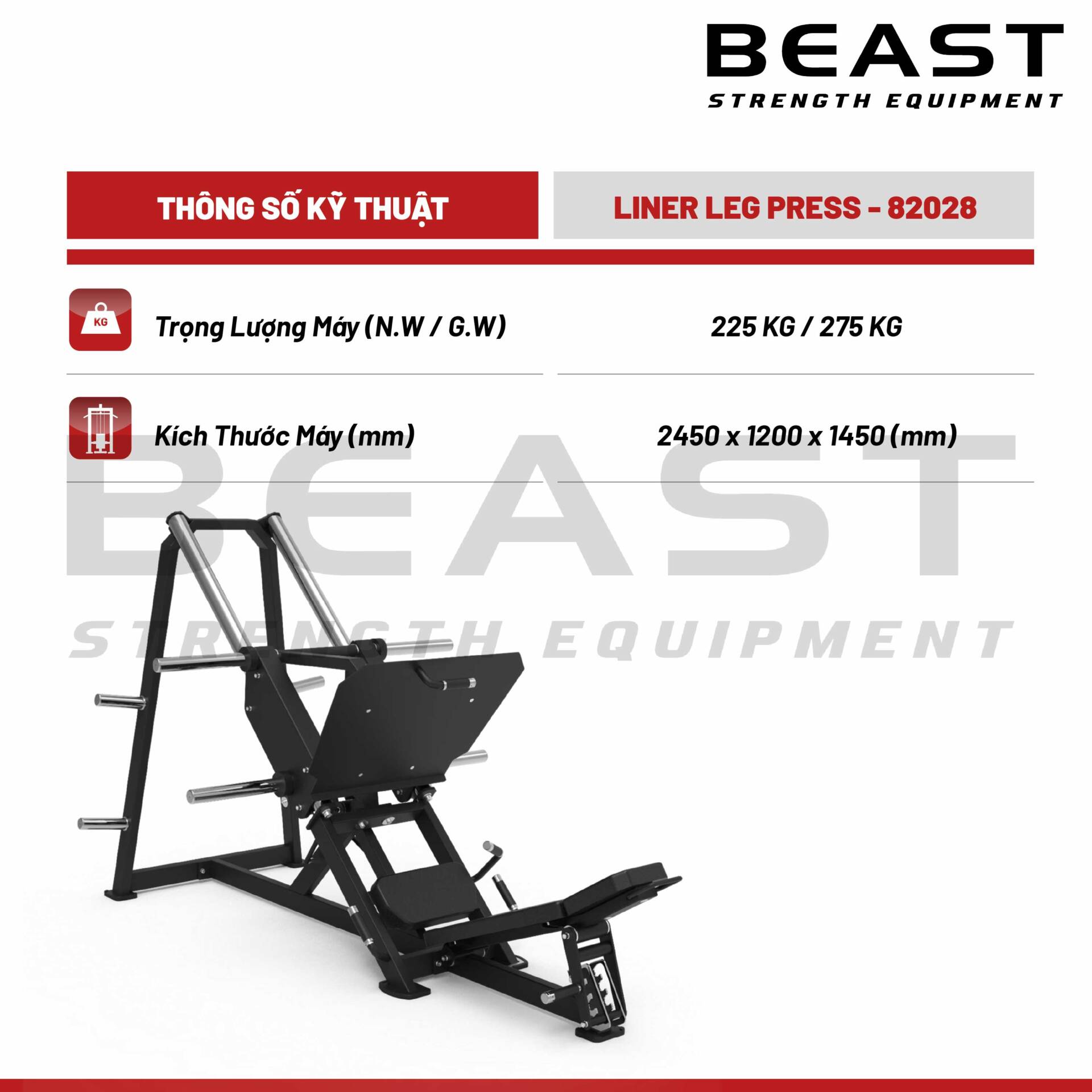 Máy tập chân Beast Liner Leg Press 5 Máy tập chân Beast Liner Leg Press