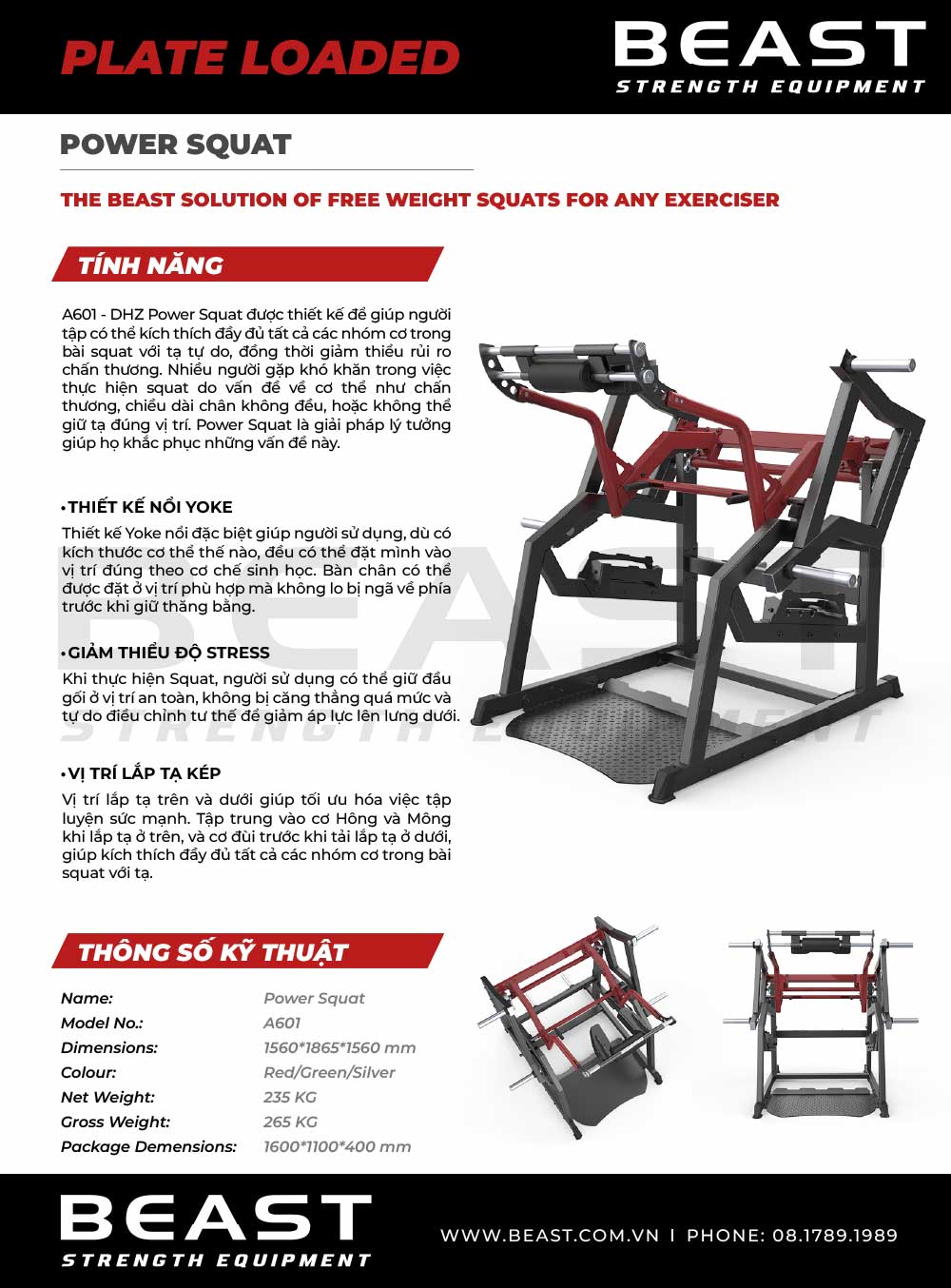 Máy tập chân A600 Series Power Squat A601 6 Máy tập chân A600 Series Power Squat A601