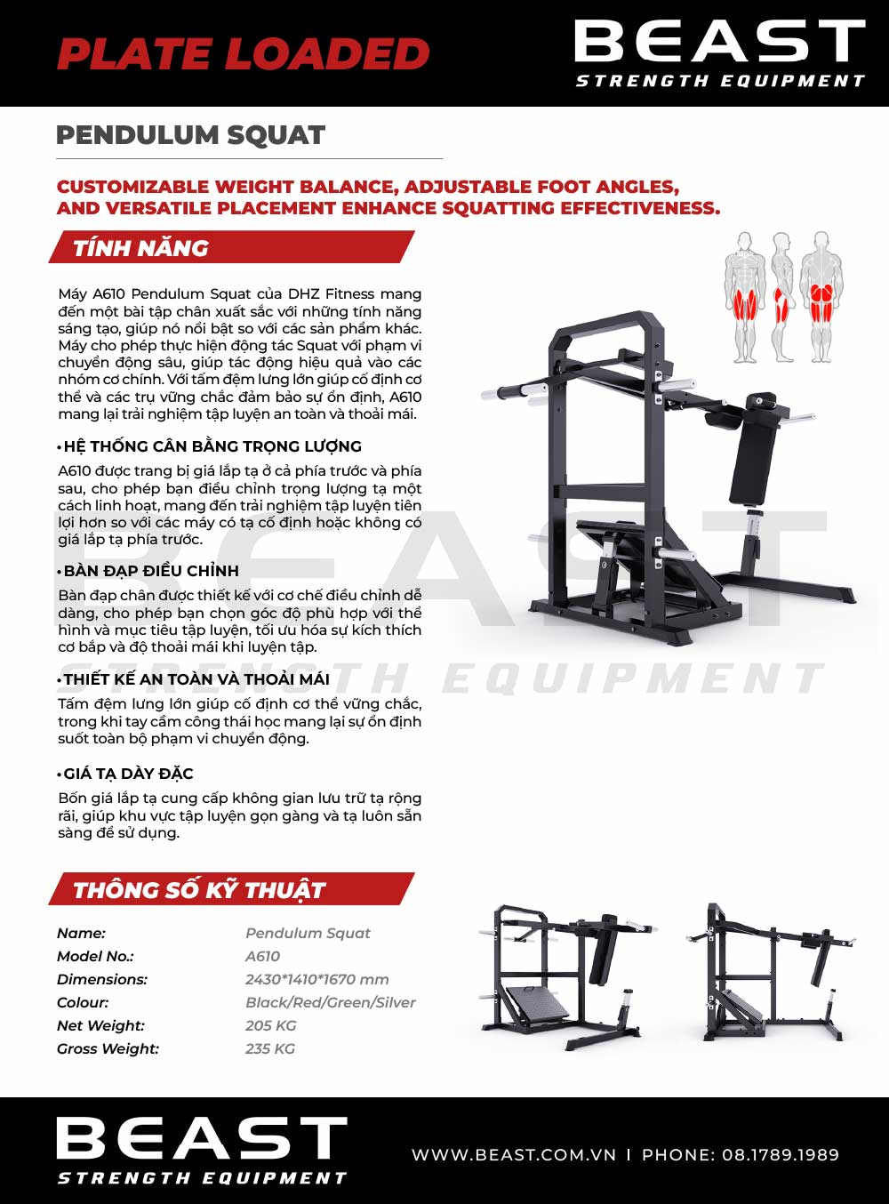 Máy tập chân A600 Series Pendulum Squat A610 4 Máy tập chân A600 Series Pendulum Squat A610