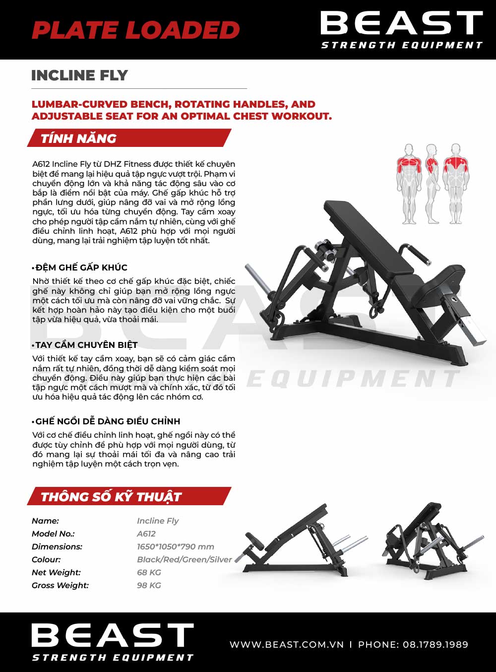 Máy ép ngực A600 Series Incline Fly A612 5 Máy ép ngực A600 Series Incline Fly A612