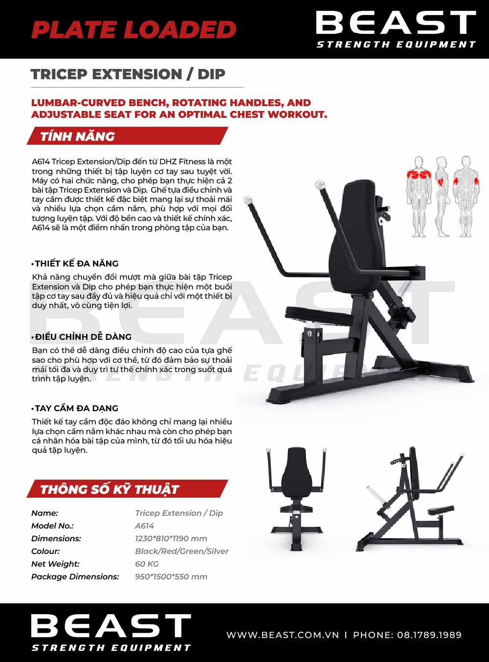 Máy tập tay sau A600 Series Triceps Extension A614 5 Máy tập tay sau A600 Series Triceps Extension A614