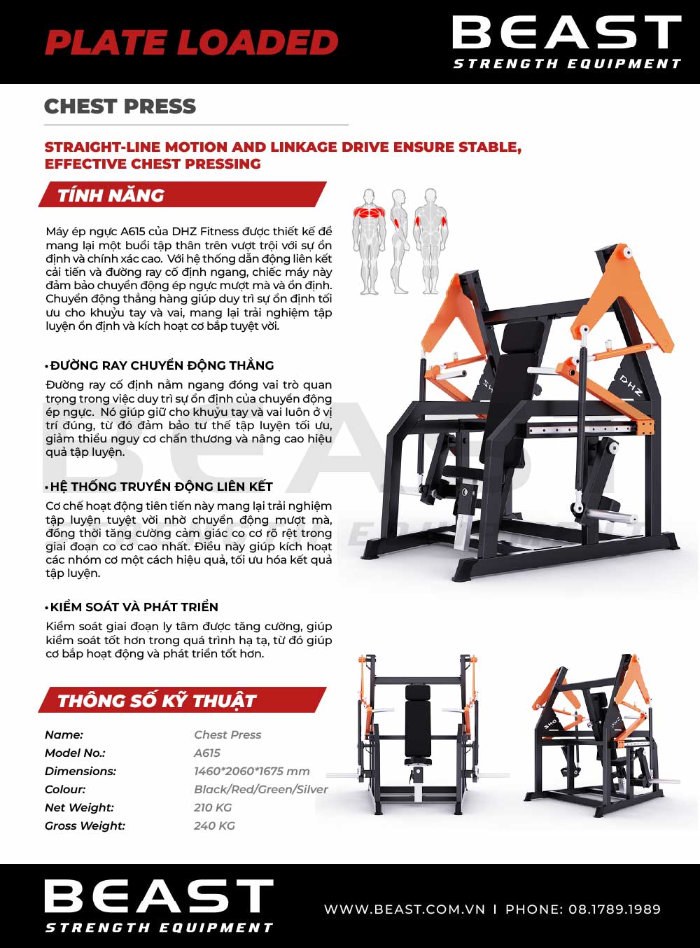 Máy đẩy ngực A600 Series Chest Press A615 6 Máy đẩy ngực A600 Series Chest Press A615