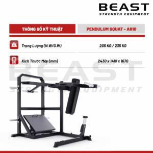Máy tập chân A600 Series Pendulum Squat A610