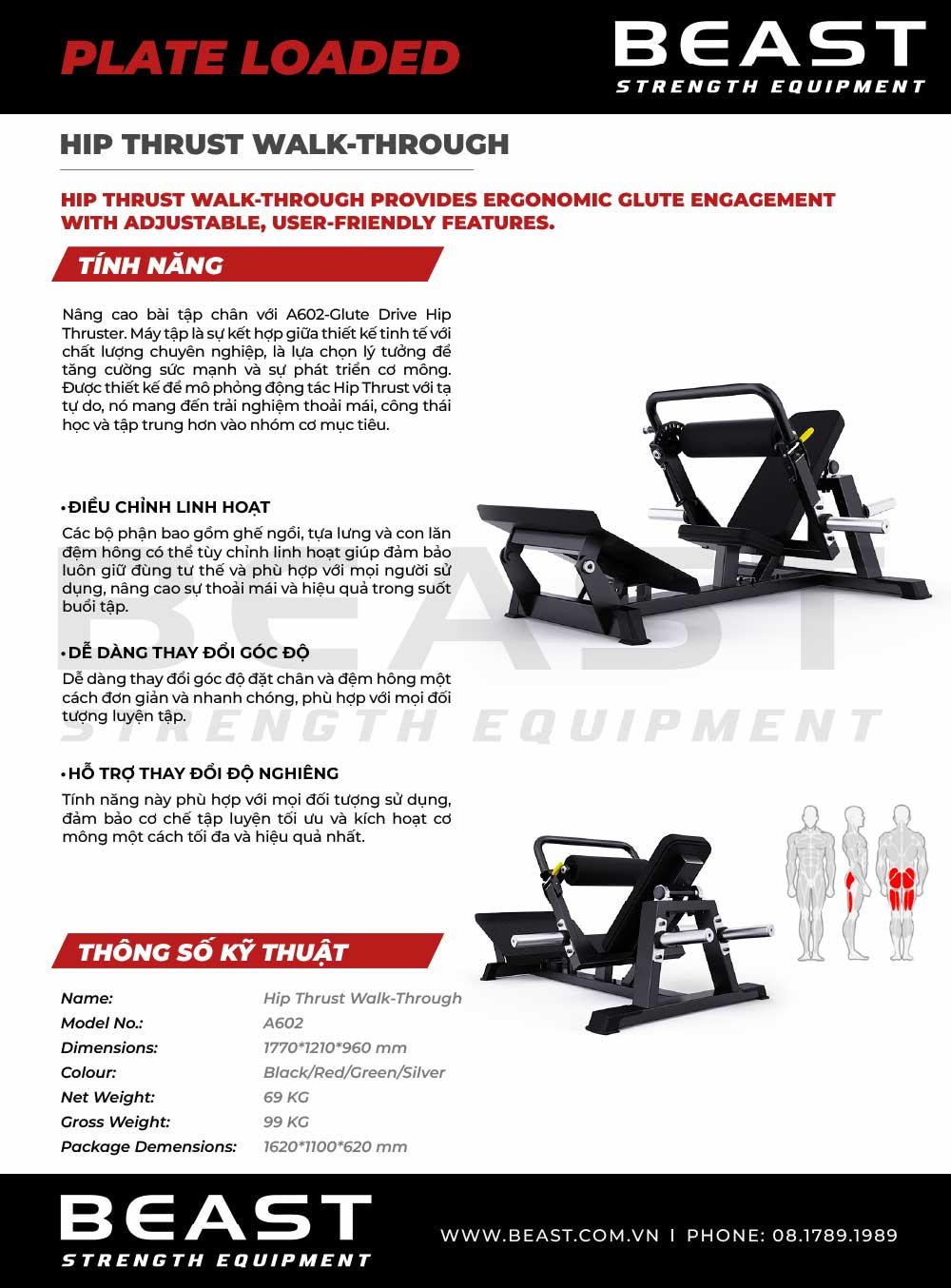 Máy tập mông A600 Series Hip Thrust A602 4 Máy tập mông A600 Series Hip Thrust A602