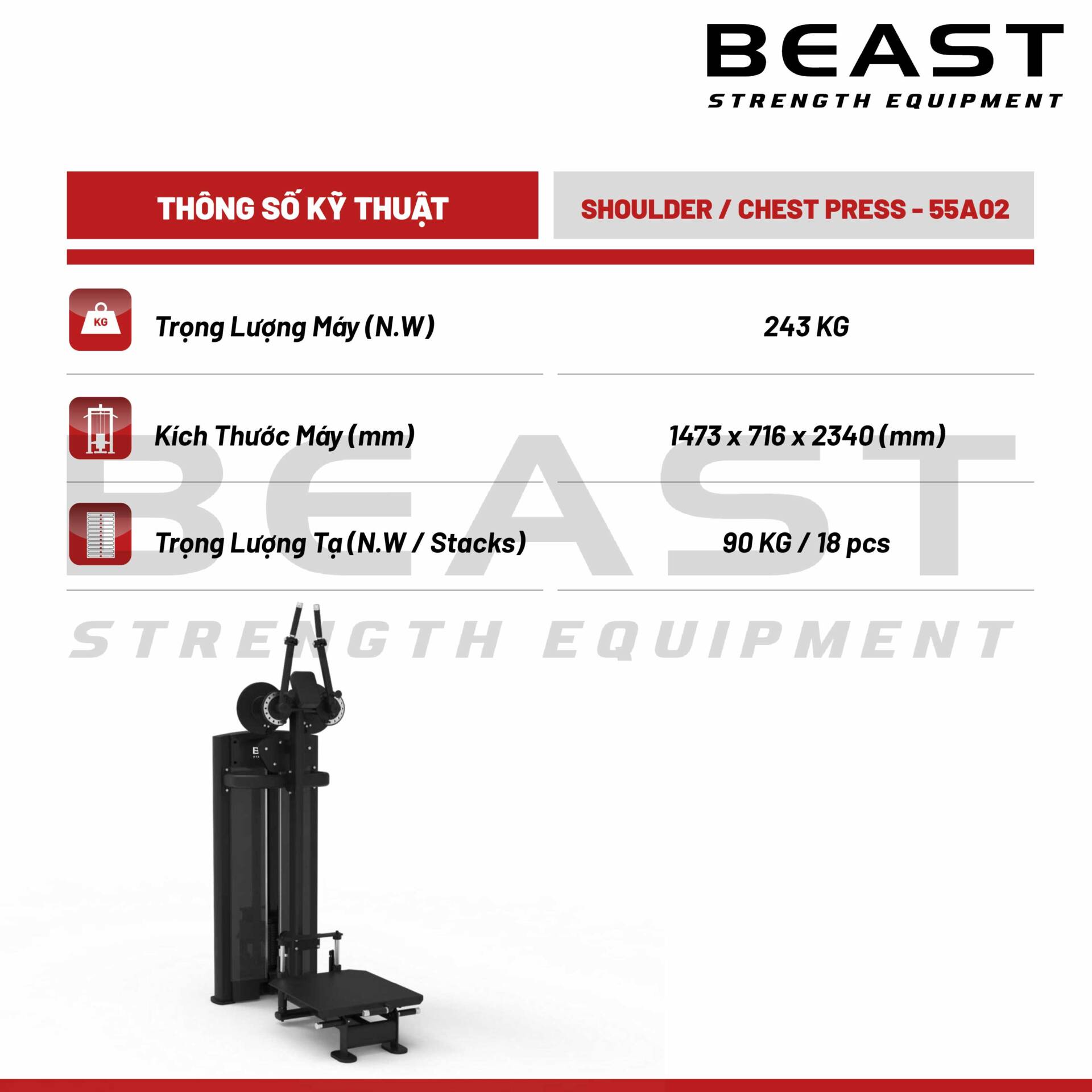 Máy tập ngực và vai Beast Shoulder And Chest Press 5 Máy tập ngực và vai Beast Shoulder And Chest Press