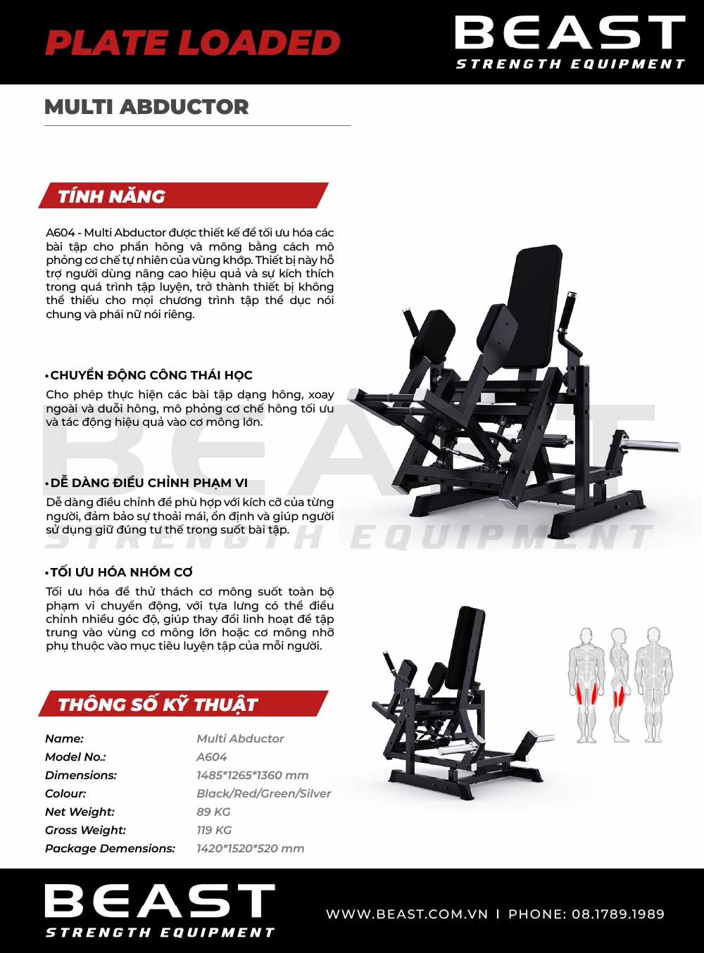 Máy tập mông A600 Series Multi Abductor A604 4 Máy tập mông A600 Series Multi Abductor A604