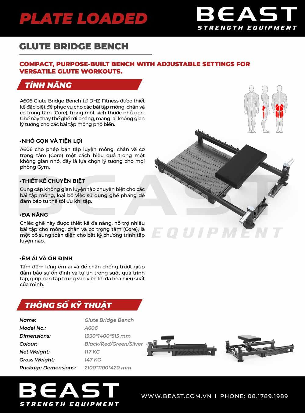 Máy tập mông A600 Series Glute Bridge Bench A606 5 Máy tập mông A600 Series Glute Bridge Bench A606